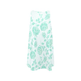 mint rose 2 print Sleeveless A-Line Pocket Dress (Model D57) - Objet D'Art