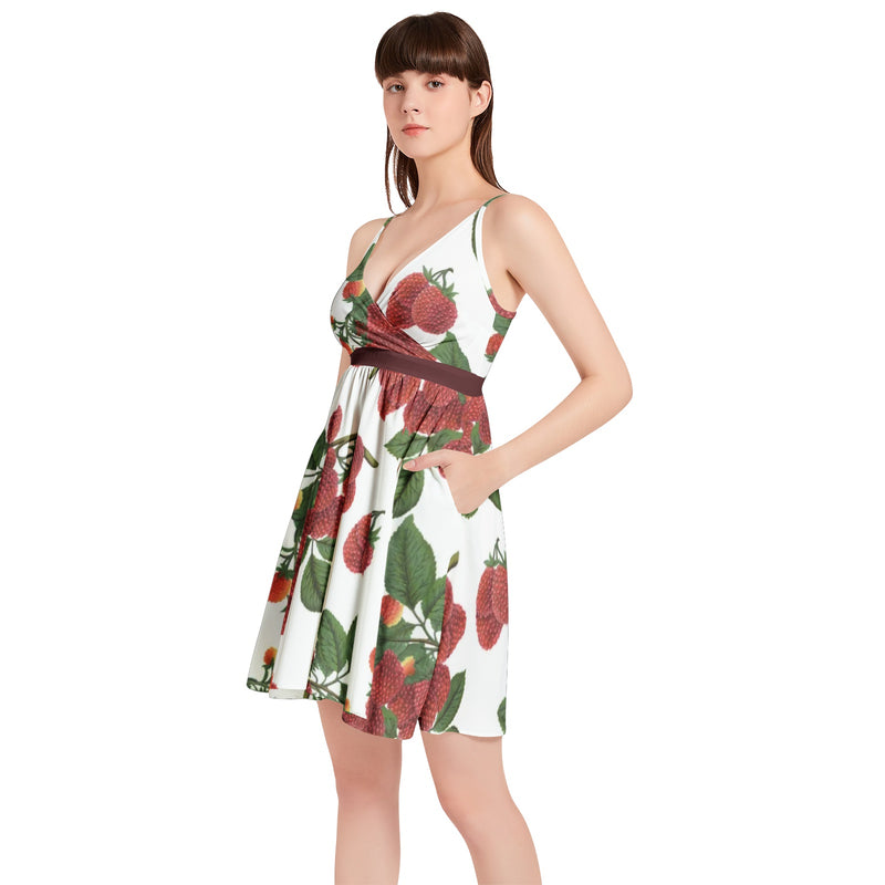 Colossal Raspberry Parfait Spaghetti Strap Sleeveless Falred Hem Short Dress - Objet D'Art