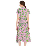 Drawstring Waist A-line Flared Midi Dress - Objet D'Art