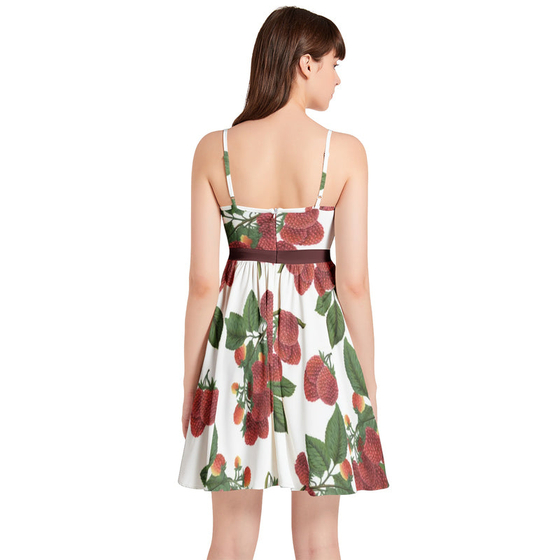 Colossal Raspberry Parfait Spaghetti Strap Sleeveless Falred Hem Short Dress - Objet D'Art