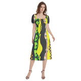 Puff Sleeve Split Thigh Midi Dress - Objet D'Art
