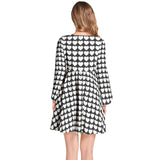 Heart Matrix Lantern Sleeve Deep V-Neck Short Dress - Objet D'Art