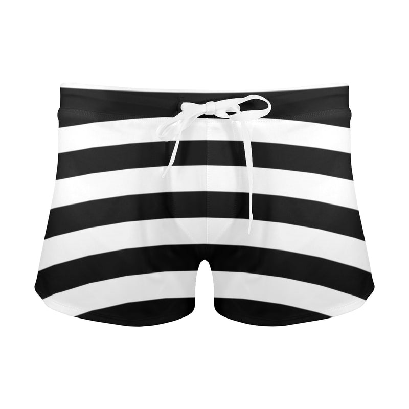 bw bold striped print 2 Men's Swim Trunks with Zipper Pocket (Model L71) - Objet D'Art