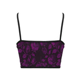 purple rose print 4 Women's Spaghetti Strap Crop Top (Model T67) - Objet D'Art