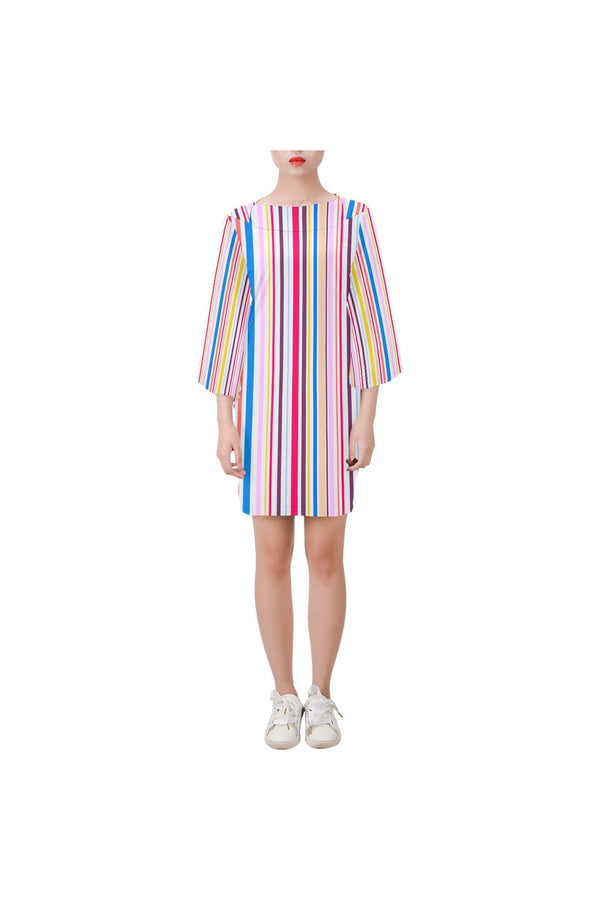 Stripe Club Bell Sleeve Dress (Model D52) - Objet D'Art
