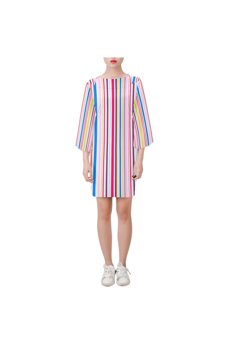 Stripe Club Bell Sleeve Dress (Model D52) - Objet D'Art