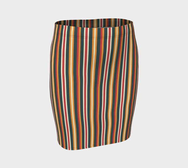 Autumn Stripes Fitted Skirt - Objet D'Art