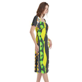 Puff Sleeve Split Thigh Midi Dress - Objet D'Art