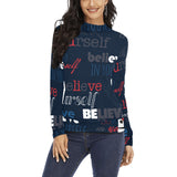 believe in yourself 2 sleeve Women's All Over Print Mock Neck Sweatshirt (Model H43) - Objet D'Art