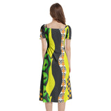 Puff Sleeve Split Thigh Midi Dress - Objet D'Art