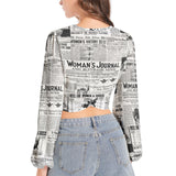 Women's Suffrage Commerative Women's Deep V-Neck Lantern Sleeve Crop Top - Objet D'Art