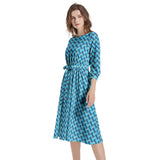 Tessellations Boat Neck Belted Flared Dress - Objet D'Art