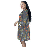 gray wildflowr africa Half Sleeves V-Neck Mini Dress (Model D63) - Objet D'Art