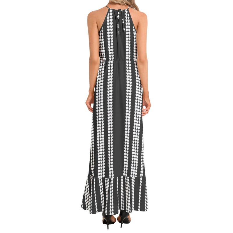 Ruffle Hem Halter Neck Maxi Dress - Objet D'Art