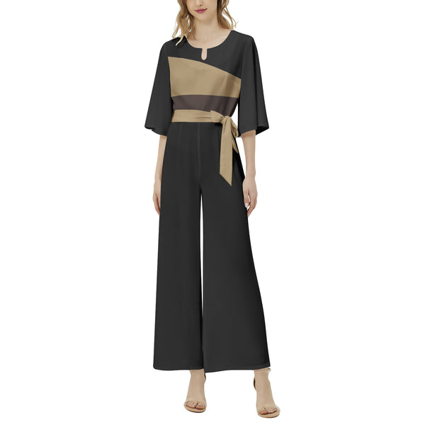 Dolman Sleeve Belted Wide Leg Jumpsuit - Objet D'Art