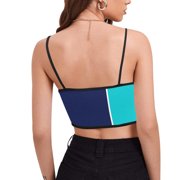 tri colored dress Women's Spaghetti Strap Crop Top (Model T67) - Objet D'Art