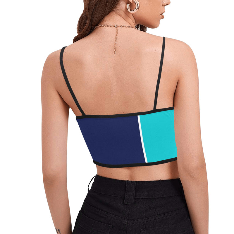 tri colored dress Women's Spaghetti Strap Crop Top (Model T67) - Objet D'Art