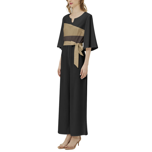 Dolman Sleeve Belted Wide Leg Jumpsuit - Objet D'Art