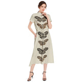 Heliconia Charitonia Drawstring Waist A-line Flared Midi Dress - Objet D'Art