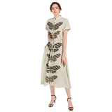 Heliconia Charitonia Drawstring Waist A-line Flared Midi Dress - Objet D'Art