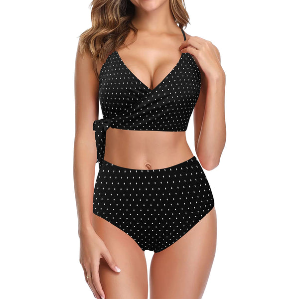 wb polka dot Knot Side Bikini Swimsuit (Model S37) - Objet D'Art