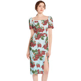 Colossal Raspberry Split Thigh Midi Bodycon Dress - Objet D'Art
