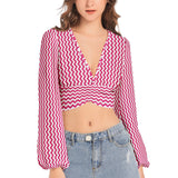 Women's Deep V-Neck Lantern Sleeve Crop Top - Objet D'Art