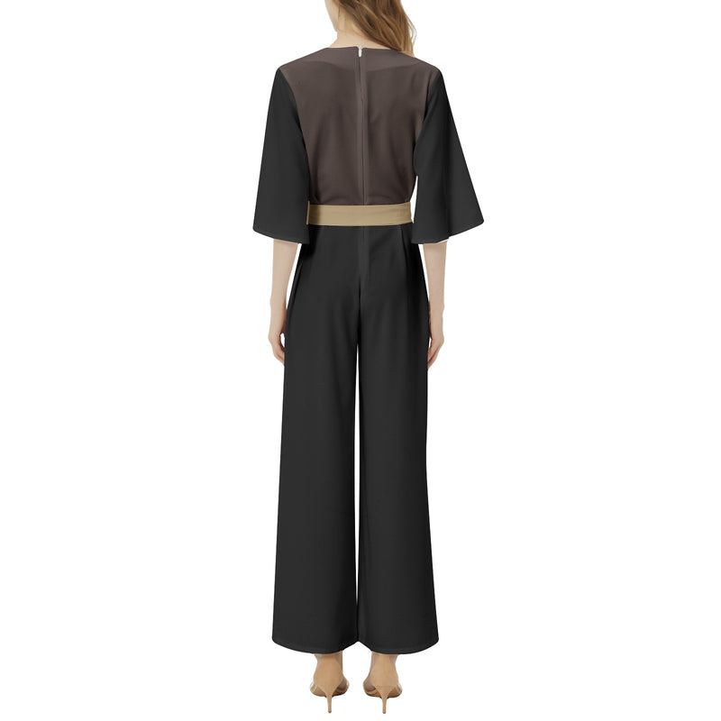 Dolman Sleeve Belted Wide Leg Jumpsuit - Objet D'Art