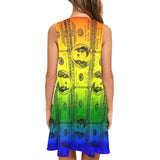 rainbow dollars Sleeveless A-Line Pocket Dress (Model D57) - Objet D'Art