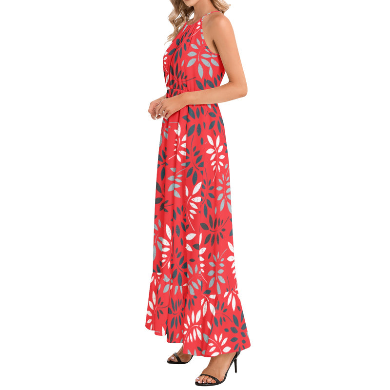 Ruffle Hem Halter Neck Maxi Dress - Objet D'Art