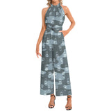 Halter Neck Buckle Belted Jumpsuit - Objet D'Art