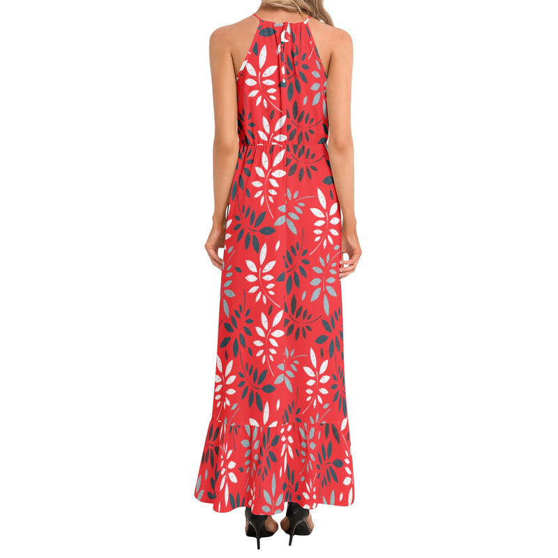 Ruffle Hem Halter Neck Maxi Dress - Objet D'Art
