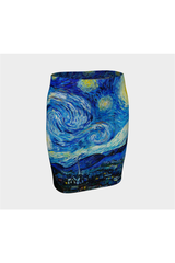 Let's Gogh Starry Nights Fitted Skirt - Objet D'Art