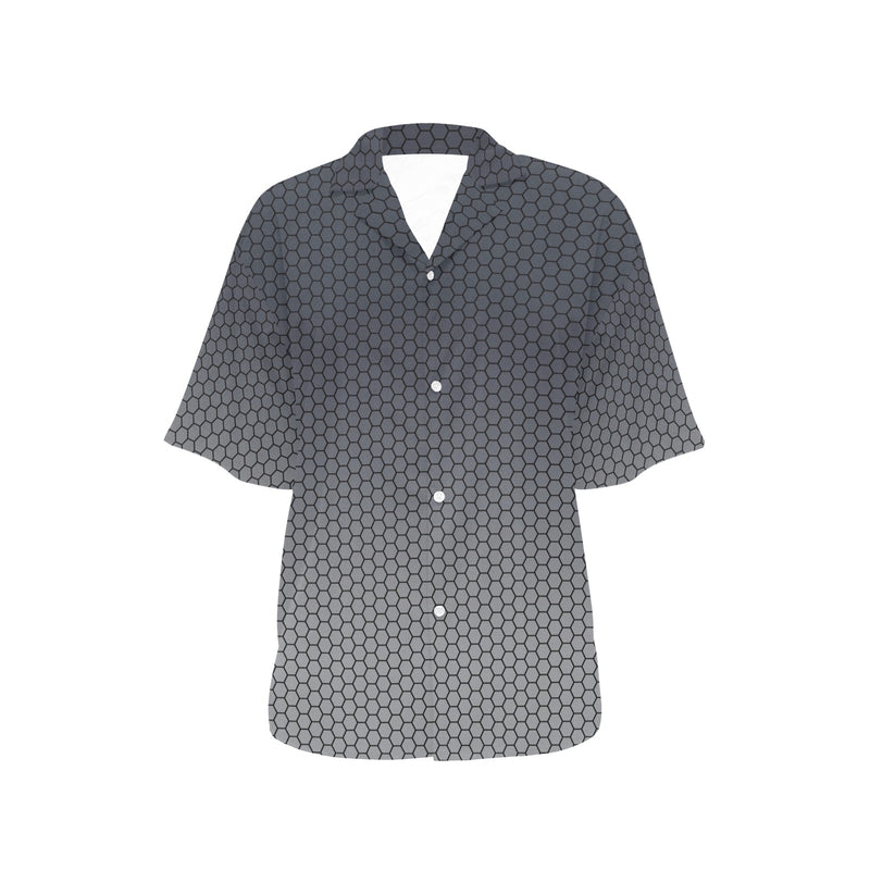 hex gray print 5 All Over Print Hawaiian Shirt for Women (Model T58) - Objet D'Art