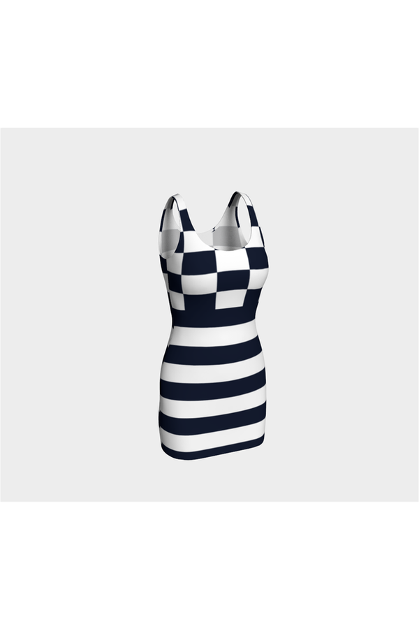 Checkered Striped Bodycon Dress - Objet D'Art