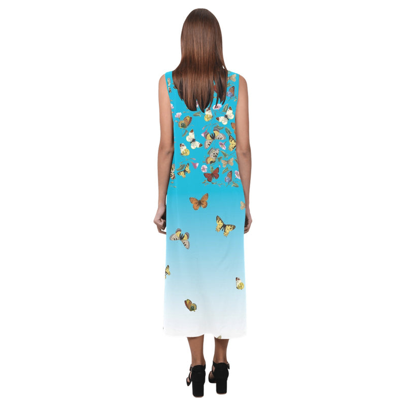 butterfly ombre fade Phaedra Sleeveless Open Fork Long Dress (Model D08) - Objet D'Art