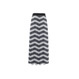 waves gray print 5 High Slit Long Beach Dress (Model S40) - Objet D'Art