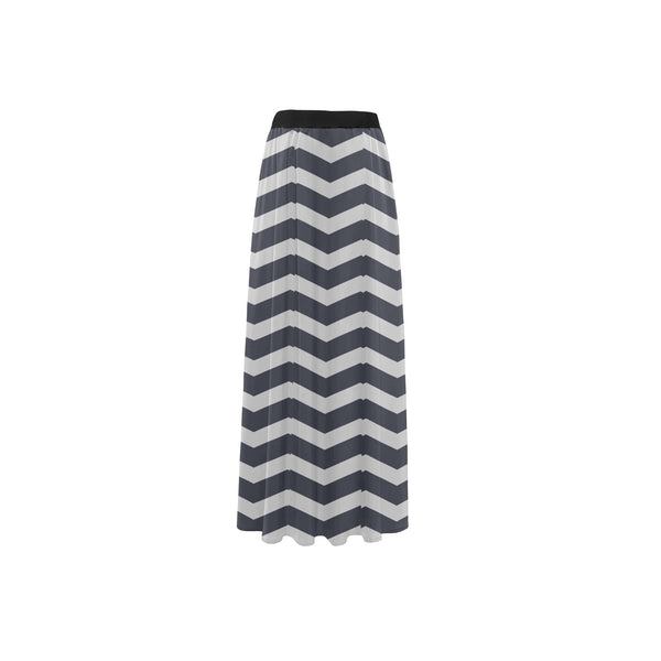 waves gray print 5 High Slit Long Beach Dress (Model S40) - Objet D'Art