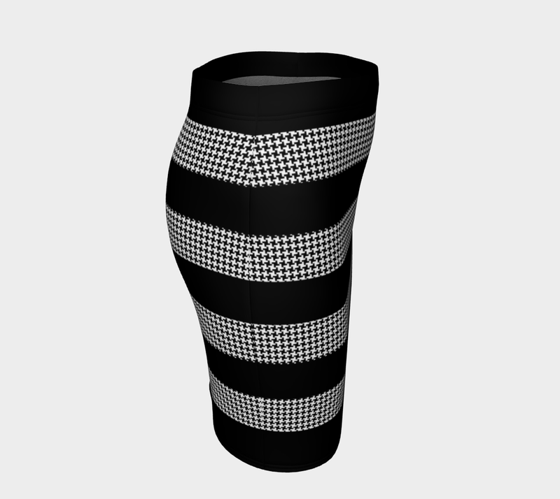 Striped Houndstooth Fitted Skirt - Objet D'Art