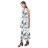 selenium lady liberty print 6 Phaedra Sleeveless Open Fork Long Dress (Model D08) - Objet D'Art