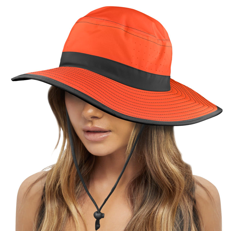 burnt orange gradient top print Wide Brim Bucket Hat - Objet D'Art