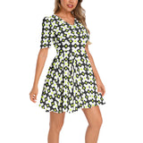 X Factor Short Sleeve Ruched Bust Flared Hem Dress - Objet D'Art