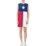 Texas Lone Star Sleeveless Round Neck Shift Dress (Model D51) - Objet D'Art