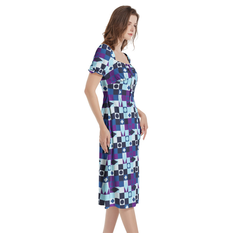 Puff Sleeve Split Thigh Midi Dress - Objet D'Art