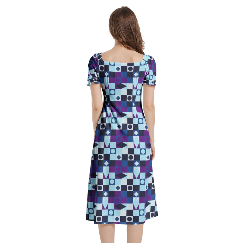 Puff Sleeve Split Thigh Midi Dress - Objet D'Art