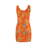 mandarin orange wildflowers Medea Vest Dress (Model D06) - Objet D'Art