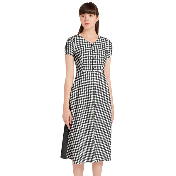 Puff Sleeve Button Through Dress - Objet D'Art