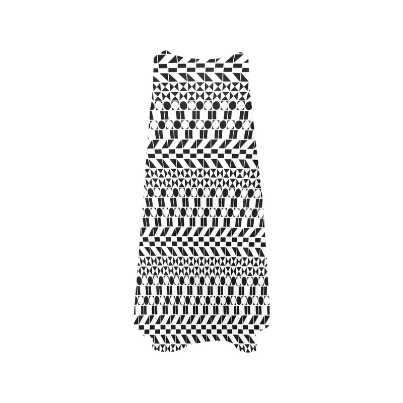 bw print A2 geometry Sleeveless A-Line Pocket Dress (Model D57) - Objet D'Art