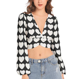 Women's Deep V-Neck Lantern Sleeve Crop Top - Objet D'Art