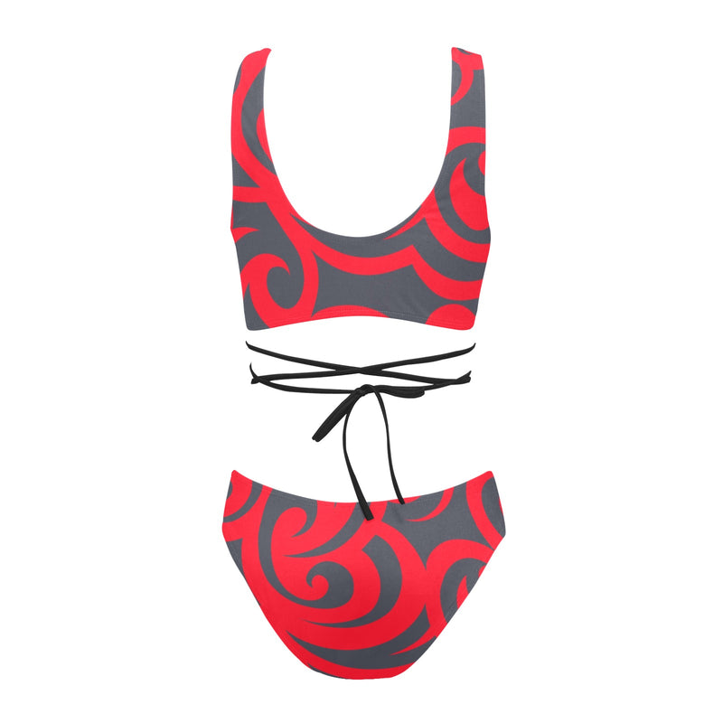 trible scroll print 2 Cross String Bikini Set (Model S29) - Objet D'Art